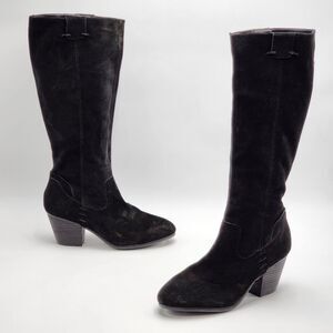 Aerosoles Festivities Suede Leather Black Tall Heeled Boots Size 10